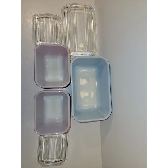 Vintage PYREX Refrigerator Dishes 3 Piece Set W 2 Lids 501, 502 Primary Colors - Picture 9 of 16